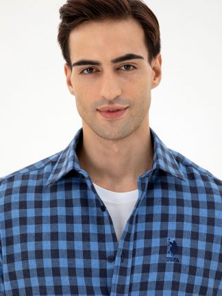 پیراهن مردانه نیلی یو اس پولو