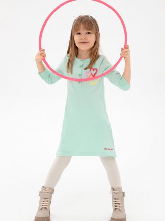 پیراهن دخترانه آبی فیروزه ای یو اس پولو