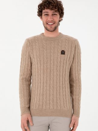 پلیور مردانه کرم ملانژ یو اس پولو