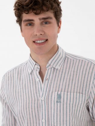 پیراهن مردانه خربزه ای یو اس پولو