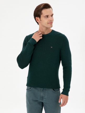 پلیور مردانه سبز تیره یو اس پولو