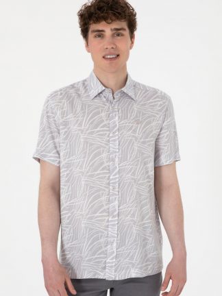 پیراهن آستین کوتاه مردانه خاکستری روشن یو اس پولو