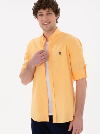 پیراهن مردانه خربزه ای یو اس پولو