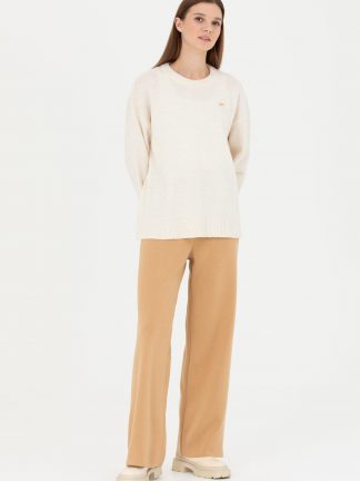 شلوار زنانه کرم ملانژ یو اس پولو