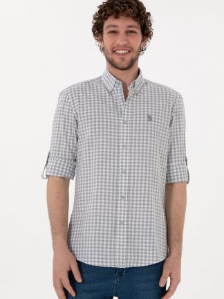 پیراهن مردانه خاکستری روشن یو اس پولو