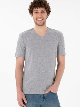 تی شرت مردانه خاکی ملانژ یو اس پولو