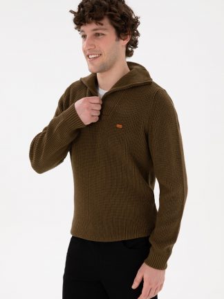 پلیور مردانه خاکی روشن یو اس پولو