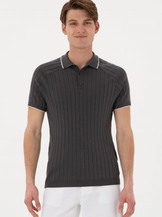 پلیور مردانه خاکستری تیره یو اس پولو