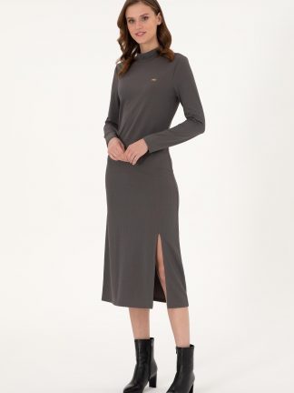 پیراهن و لباس مجلسی زنانه خاکستری تیره یو اس پولو