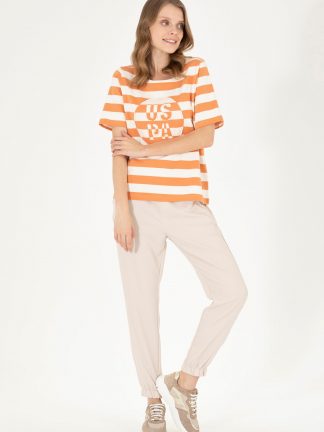 شلوار کتان زنانه بژ یو اس پولو