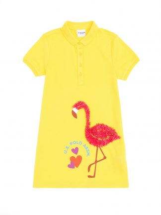 پیراهن دخترانه زرد یو اس پولو