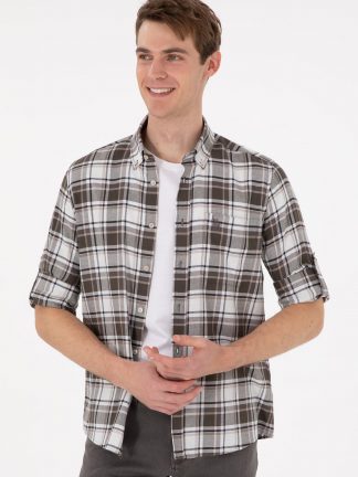 پیراهن مردانه خاکی روشن یو اس پولو