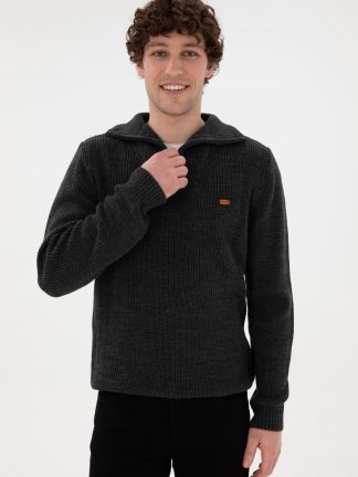 پلیور مردانه خاکستری تیره یو اس پولو