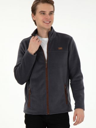 ژاکت مردانه خاکستری تیره یو اس پولو