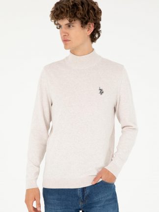 پلیور مردانه طوسی ملانژ یو اس پولو