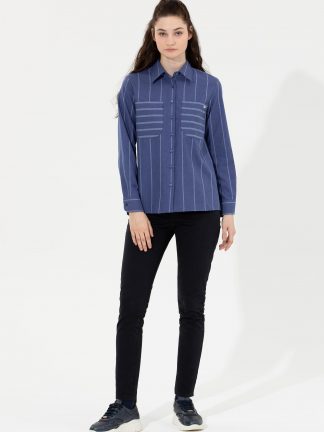 شلوار کتان زنانه سرمه ای یو اس پولو