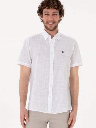پیراهن آستین کوتاه مردانه سفید یو اس پولو