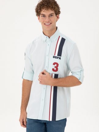 پیراهن مردانه آبی روشن یو اس پولو