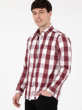 پیراهن مردانه زرشکی یو اس پولو