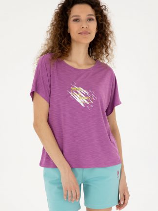 تیشرت زنانه ارغوانی یو اس پولو