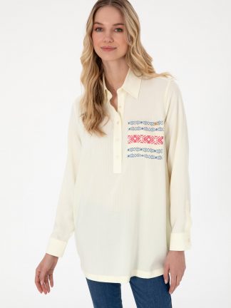 شومیز زنانه کرم یو اس پولو