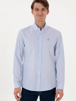 پیراهن مردانه آبی روشن یو اس پولو