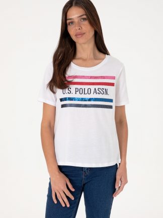تیشرت زنانه سفید یو اس پولو
