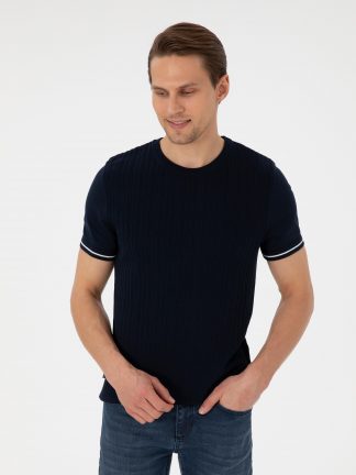 تی شرت مردانه سرمه ای پیرکاردین