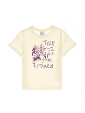 تی شرت دخترانه کرم یو اس پولو