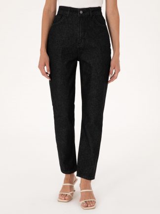 شلوار جین مام فیت زنانه مشکی پیرکاردین