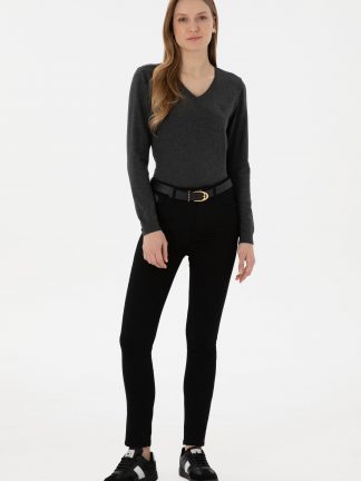 شلوار کتان زنانه مشکی یو اس پولو