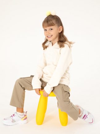 شلوار راحتی دخترانه خاکی روشن یو اس پولو