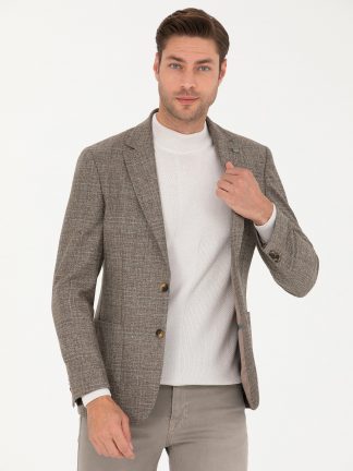 کت مردانه قهوه ای روشن پیرکاردین