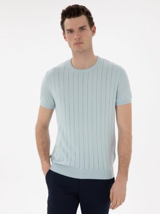 تی شرت مردانه آبی فیروزه ای پیرکاردین