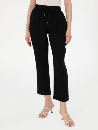 شلوار پارچه ای زنانه مشکی پیرکاردین