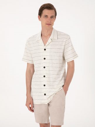 پیراهن آستین کوتاه مردانه بژ پیرکاردین