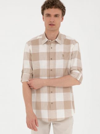 پیراهن مردانه خاکی روشن یو اس پولو