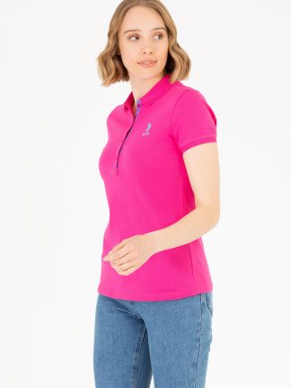 تیشرت زنانه صورتی روشن یو اس پولو