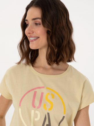 تیشرت زنانه خاکی روشن یو اس پولو