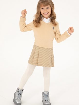 پلیور دخترانه بژ یو اس پولو