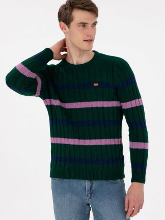 پلیور مردانه سبز تیره یو اس پولو