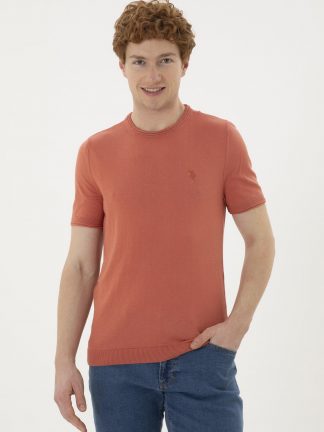 پلیور مردانه صورتی پودری یو اس پولو