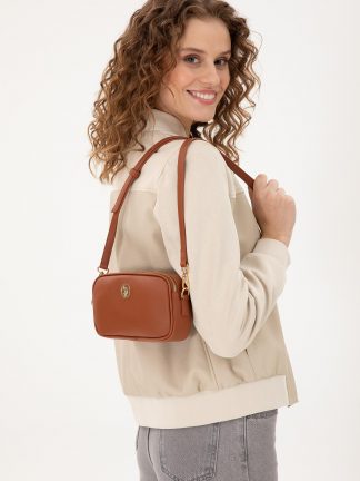 کیف دوشی زنانه قهوه ای یو اس پولو