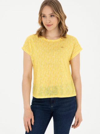 تیشرت زنانه زرد یو اس پولو