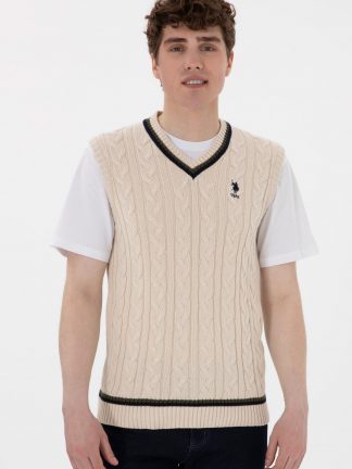 ژاکت مردانه کرم یو اس پولو