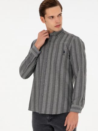 پیراهن مردانه خاکستری روشن یو اس پولو