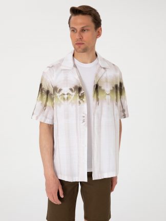 پیراهن آستین کوتاه مردانه خاکی روشن پیرکاردین