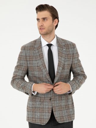 کت مردانه خاکی ملانژ پیرکاردین