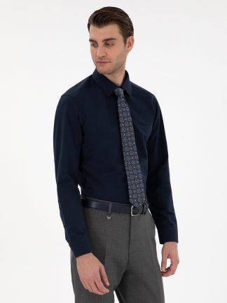 پیراهن رسمی مردانه سرمه ای پیرکاردین