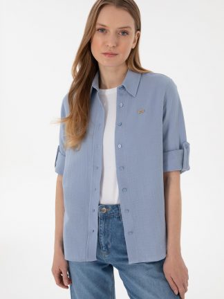 شومیز زنانه آبی یو اس پولو